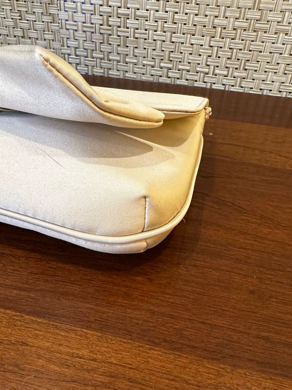 🌟HP🌟1990s Kate Landry Cream Satin Evening Clutch Statement Bow & Braided Strap - Picture 11 of 14